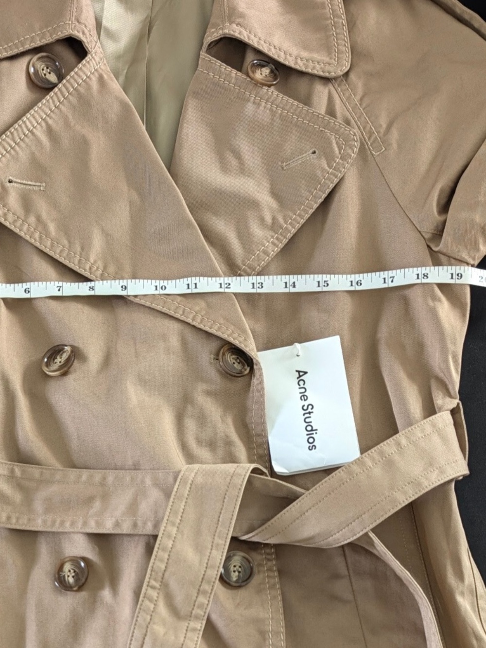 Acne Studios Odande Double Breasted Belted Trench Coat FR 34 US 2 Cold Beige NWT - Picture 7 of 15